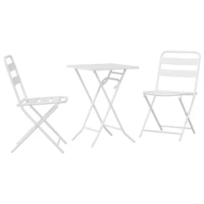 vidaXL Bistro komplet 3 pcs Bela Jeklo