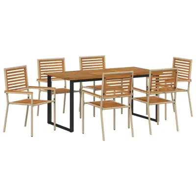 vidaXL Komplet za jedilnico v vrtu 7 pcs Bež