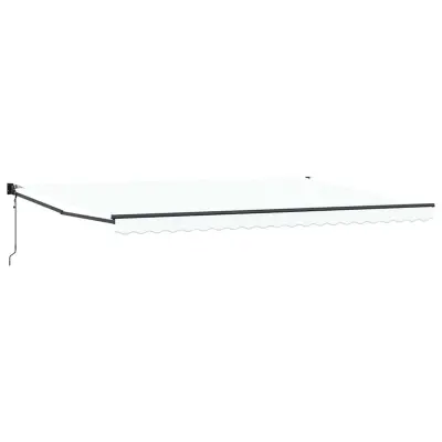 vidaXL Retraktilna tenda Bela 500 × 300 cm Tkanina in kovina