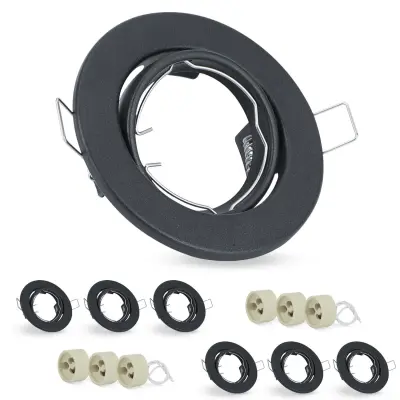 NETTLIFE Komplet 6 vgradnih LED reflektorjev GU10, vrtljivih za 30°, okrogli, vključujejo podnožje, kromiran halogenski okvir