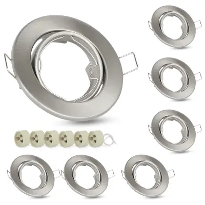 NETTLIFE Komplet 6 vgradnih reflektorjev GU10 Podnožje 230 V Okvir 50 mm Aluminij Reflektor nastavljiv 30° za halogenske žarnice LED