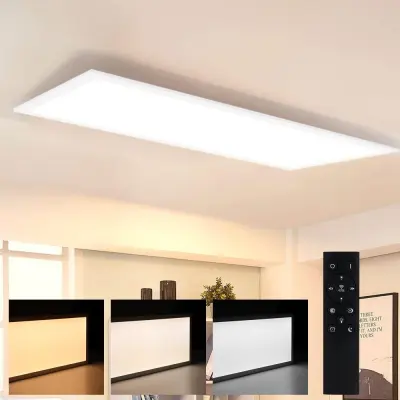 NETTLIFE LED stropna svetilka, moderna bela plošča, 42W dolga zatemnitvena stropna svetilka z daljinskim upravljalnikom 100x25 cm