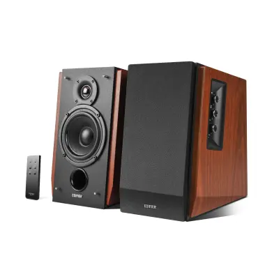 Obnovljeno - kot novo - Edifier R1700BT Studio zvočniki, Bluetooth, 66 W RMS, infrardečni daljinski upravljalnik, lesena površina