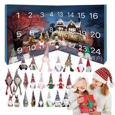 Adventni koledar Gnome za noč čarovnic 2025, božična slepa škatla s plišastimi palčki Darilo za noč čarovnic XMAS