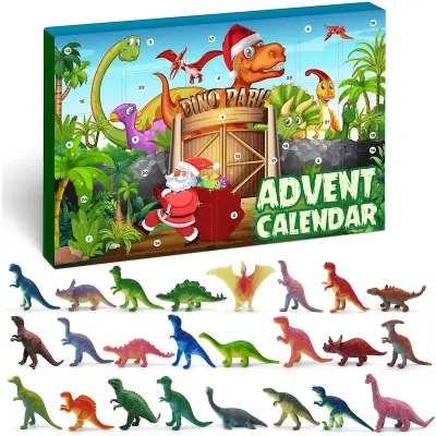 Adventni koledar dinozavrov za fante 2025 Božič, 24 figur dinozavrov Igralni komplet Odštevanje dni do božičnih praznikov, Xmas Surpri