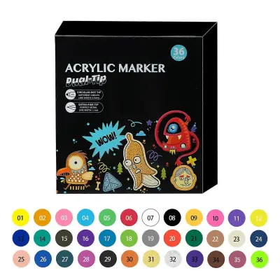 12/24/36Pcs Akrilna Barva Marker Dvojna Glava Marker Pero DIY Les Steklo Keramika Platno Kamen Risba