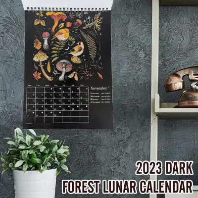 Živalski koledarji Umetniški mesečni lunin koledar Temni gozd Lunarni koledar 2025 Koledar Barvni stenski koledarji z vodnim črnilom
