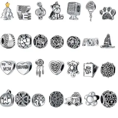 2025 Pan home prodaja božično drevo opombe love dreamcatcher zlitine velika luknja beaded diy zapestnica komplet dodatkov adventni koledar