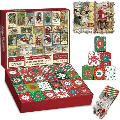 Božični adventni koledar Puzzle 1000 kosov Adventni koledar Puzzle Adventni koledar Otroci Odrasli Ženske Moški