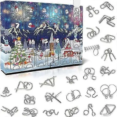 Puzzle Blind Box Luban Lock Nine Chain 24 Darilna božična slepa škatla Ročno raztrgana škatla za adventni koledar