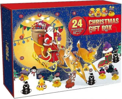 2025 Božični adventni koledar Blind Box Otroško darilo 24 rešetk Gumijasta račka -C63