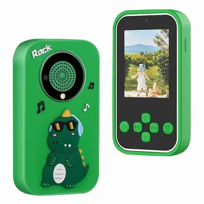 Kamera za otroški telefon A20 z 2,4-palčnim zaslonom in 9600 W slikovnih pik HD s pomnilniško kartico 32G - zeleni silikonski dinozaver