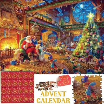 Puzzle Adventni koledar 2025, 1008 kosov Puzzle 24 Days to Christmas Countdown
