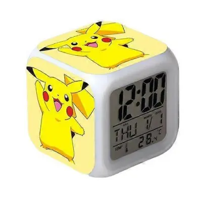 JUSCH Wekity Pikachu Barvita budilka LED kvadratna ura Digitalna budilka s časom, temperaturo, alarmom, datumom,xzwq542