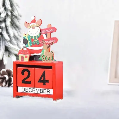Mini namizni set božičnih lesenih koledarjev z odštevalnimi risankami Elk
