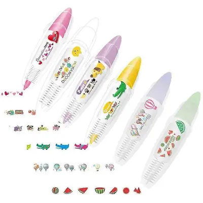 6PCS DIY Cute Animals Pritisnite Tip Dekorativno Pero, Cute Animals Lace Korekcija Trak Dekorativni Trak