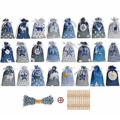 24-dnevne vrečke za božični adventni koledar Adventni koledar, darilne vrečke Diy Set, papirnate nalepke, božični dekor Calendario De Adviento