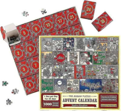 Puzzle Adventni koledar 2025, 1008 kosov Puzzle 24 Days Christmas Countdown Adventni koledarji, ideja za božična darila za otroke in odrasle