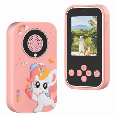Kamera za otroški telefon A20 z 2,4-palčnim zaslonom in 9600 W slikovnih pik HD s pomnilniško kartico 32G - zeleni silikonski dinozaver