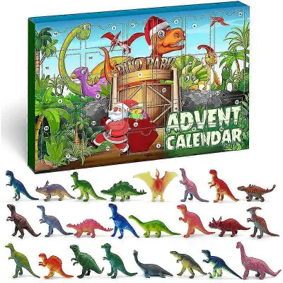 Adventni koledar 2025, božični adventni koledar s prizori dinozavrov, komplet igrač s številkami odštevanja do 24 dinozavrov