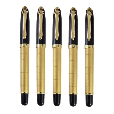 1/5 kos Kovinski kemični svinčnik Gel Ink Pen 0,5 mm Fine Point Gold za lupino gladko pisanje za zapiske Scohol Office
