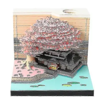 Block 3d Notepad 3d Calendar 2025 Sakura Treehouse Namizni koledar z lučkami Paper Art 3d Notes Block Christmas Gift (dp) -xx - MXBC