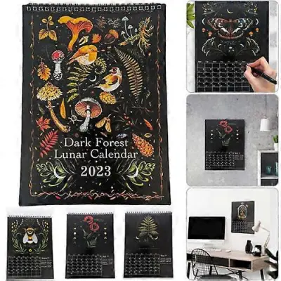 Lunarni koledar Dark Forest 2025 Stenski koledar Mesečni pisani stenski koledarji