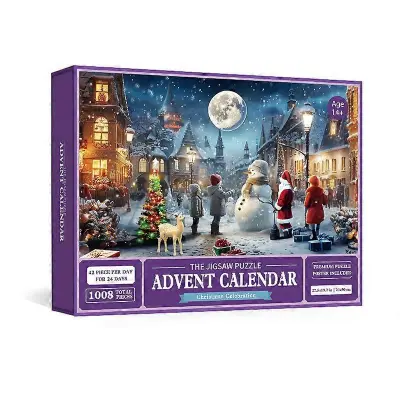 Adventni koledar Jigsaw Puzzle-božična družinska praznična sestavljanka 1008 kosov sestavljanke, 24 škatel sestavljanke