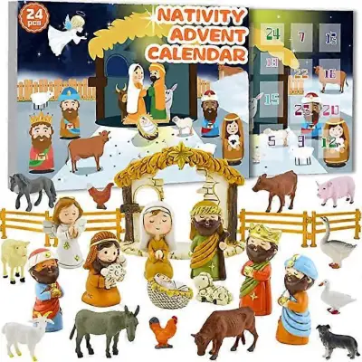 Adventni koledar Nativity 2025 Komplet jaslic za otroke, božični adventni koledar, 100% nov