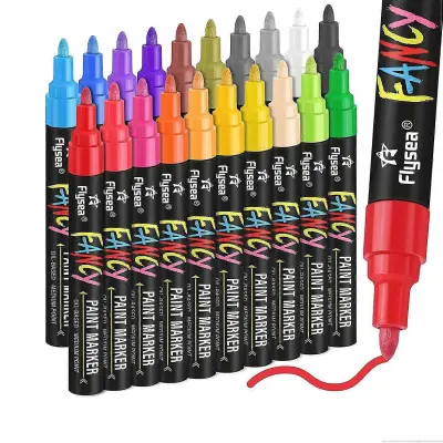 Paint Pens Paint Markerji, 20 barv na oljni osnovi Vodoodporni Paint Marker Pen Set, Never Fade Quick Dry