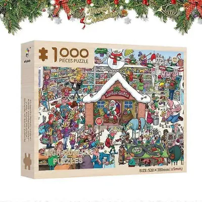 Novoletne Lesene Priljubljene Puzzle Igrače 1000 Kosov Božično Odštevanje Počitniške Sestavljanke Darilo za Okraske Za Domačo Zabavo