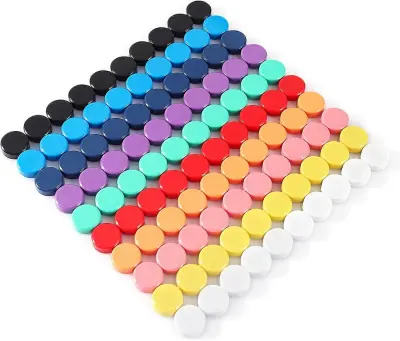 Magnet, paket 100 magnetov za hladilnik Močni magneti, majhni okrogli pisani okrasni magneti za hladilnik, tablo, šolo, pisarno (10 barv)