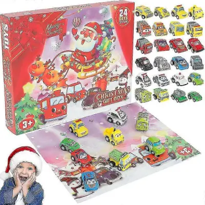 Merry Christmas Adventni koledar, darilna škatla, 24-dnevni avtomobilski set, otroška igrača za zgodnje izobraževanje -NMAOV