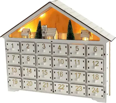 Lesen adventni koledar, prazen adventni koledar za večkratno uporabo, DIY božični koledar s 24 predali (brez baterije)