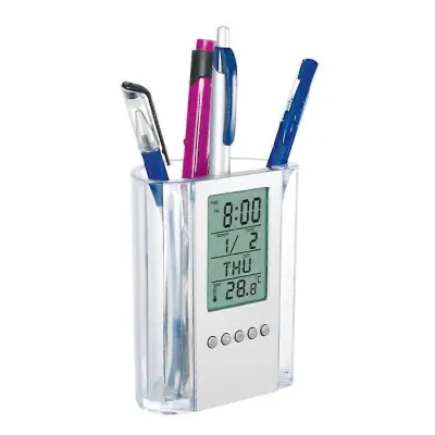 Digitalna LCD budilka, držalo za pero, čas, datum, leto, teden, temperatura, koledar, zaslon za dom, pisarno, šolo