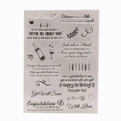 Prozorna silikonska štampiljka za praznovanje rojstnega dne za izdelavo voščilnic, dnevnikov, albumov, okrasnih štampiljk za beležke