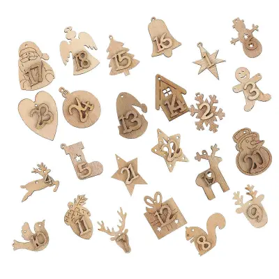 Praznični adventni koledar Kreativni leseni viseči okraski Kaki sintetični material za božično odštevanje