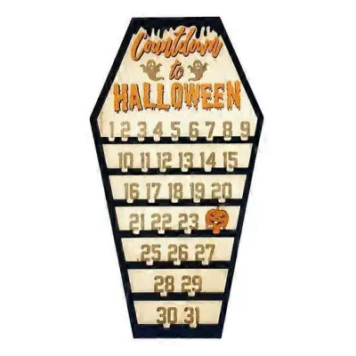 Adventni koledar za noč čarovnic, lesen okrasek za odštevanje do noči čarovnic s premičnim blokom buče