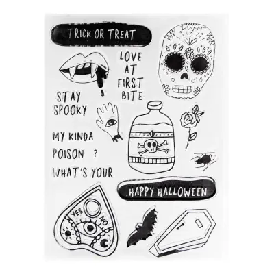 Halloween Skull Bat Silikonska štampiljka za izdelavo voščilnic, prozorna silikonska štampiljka za Scrapbooking Dnevnik Planner Foto album