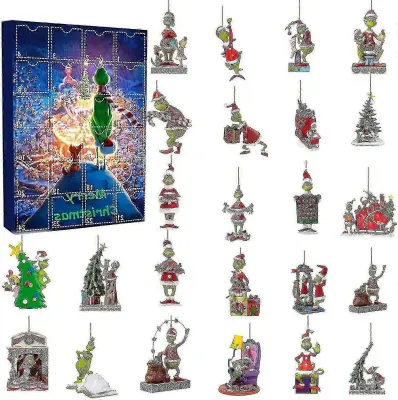Grinch adventni koledar 2025 za otroke in odrasle, The Grinch Toys-24Pcs The Grinch Gifts, 24 Days Chr