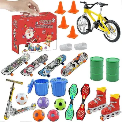Prstne rolke Adventni koledar, božično odštevanje Mini prstne igrače Set z kolesi Drsalke