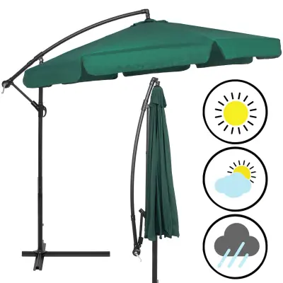 Viseči senčnik z ročico in zaščitno prevleko 350 cm – zelena