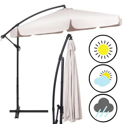 Viseči senčnik z ročico in zaščitno prevleko 350 cm – ecru