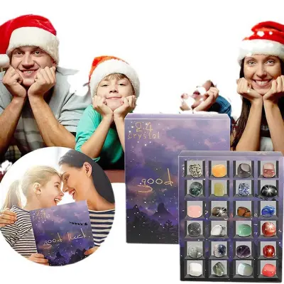Adventni koledar 24-dnevna škatla presenečenj, naravni kristalni dragi kamen za rojstni dan, božič, dekleta, fantje