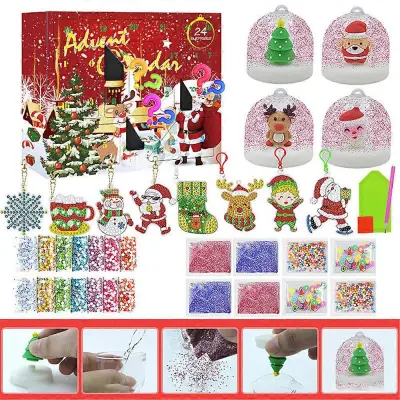 2023 Božič DIY Diamond Slika Art Keychains Decoration Xmas 24 Days Countdown Calendar Blind Box Darilo