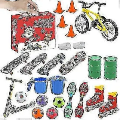 Mini Finger Skateboard Adventni koledar 24-dnevni božič s pisano tablo za otroke, najstnike, odrasle