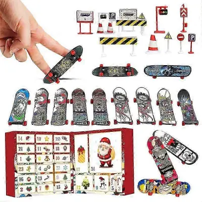 Adventni koledar 2025 Mini Finger Skateboard 24-dnevni božič s pisano tablo za otroke najstnike odrasle