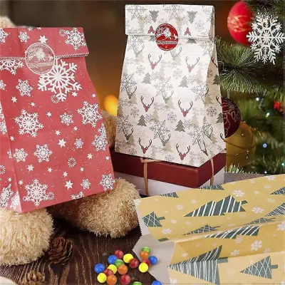 24 paketov papirnatih vrečk za božič DIY adventni koledar Odštevalni okraski Božični adventni koledar vrečke