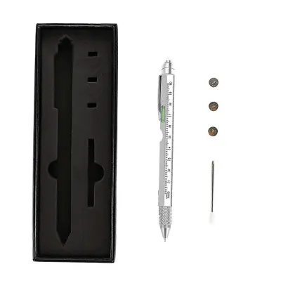 9 v 1 Multitool Pen Moška Nogavica Polnilo Darilo za Božič, 9 v 1 Večfunkcijsko Kemični Svinčnik Božična Darila za Očeta Srebrna