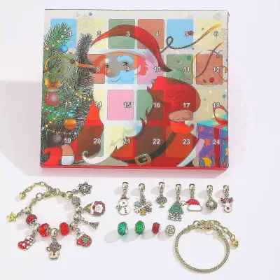 Božič Bead Niz Nakit Darilna Škatla Odštevalnik Koledar Diy Barvna Vrvica Okras Zapestnica Slepa Škatla Ogrlica Božično Darilo